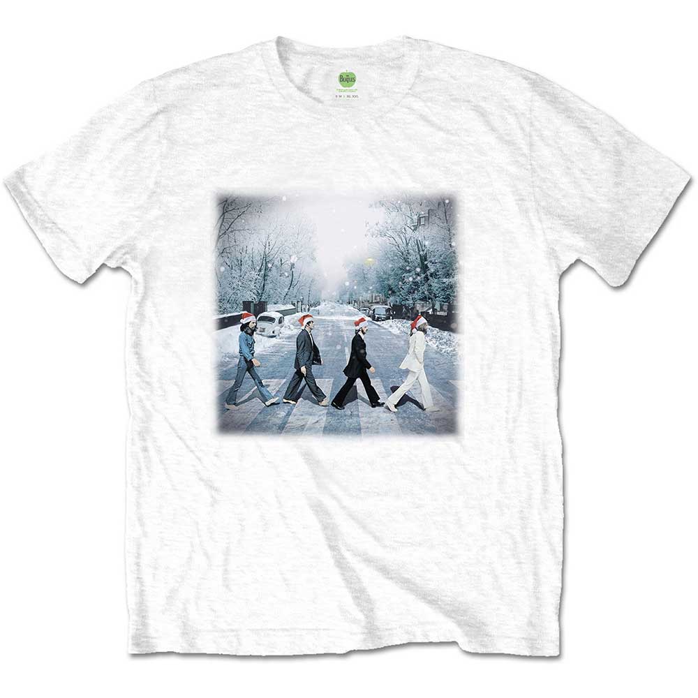 The Beatles Christmas T-Shirt - Abbey Christmas - White Unisex Official Licensed Design