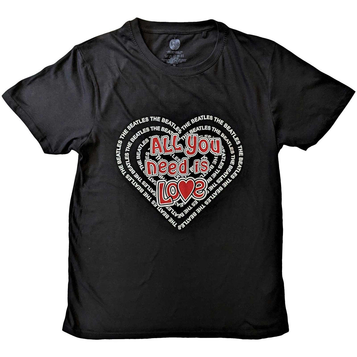 The Beatles T-Shirt - All You Need is Love Heart - Black Unisex Official Licensed Design