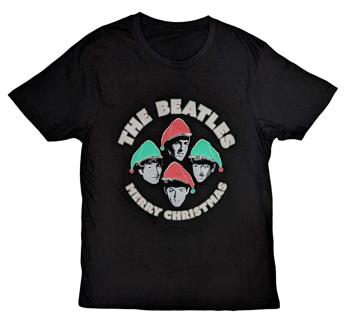 The Beatles Christmas T-Shirt - Xmas Hats - Unisex Official Licensed Design