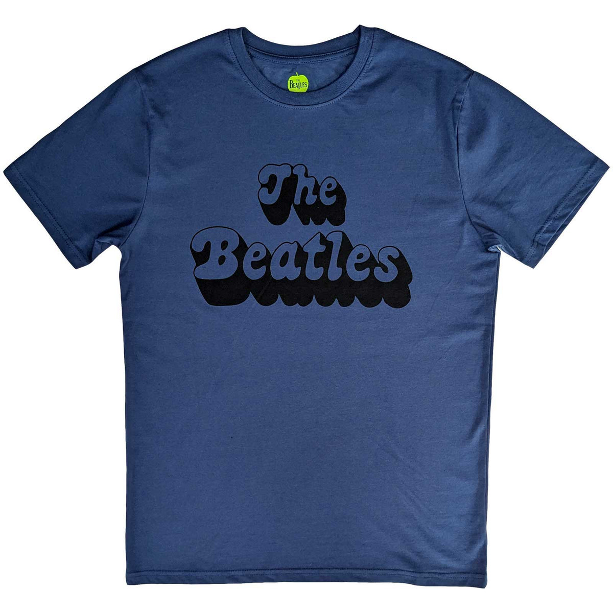 T-shirt The Beatles - Texte Logo Shadow - Bleu Unisexe Conception sous licence officielle