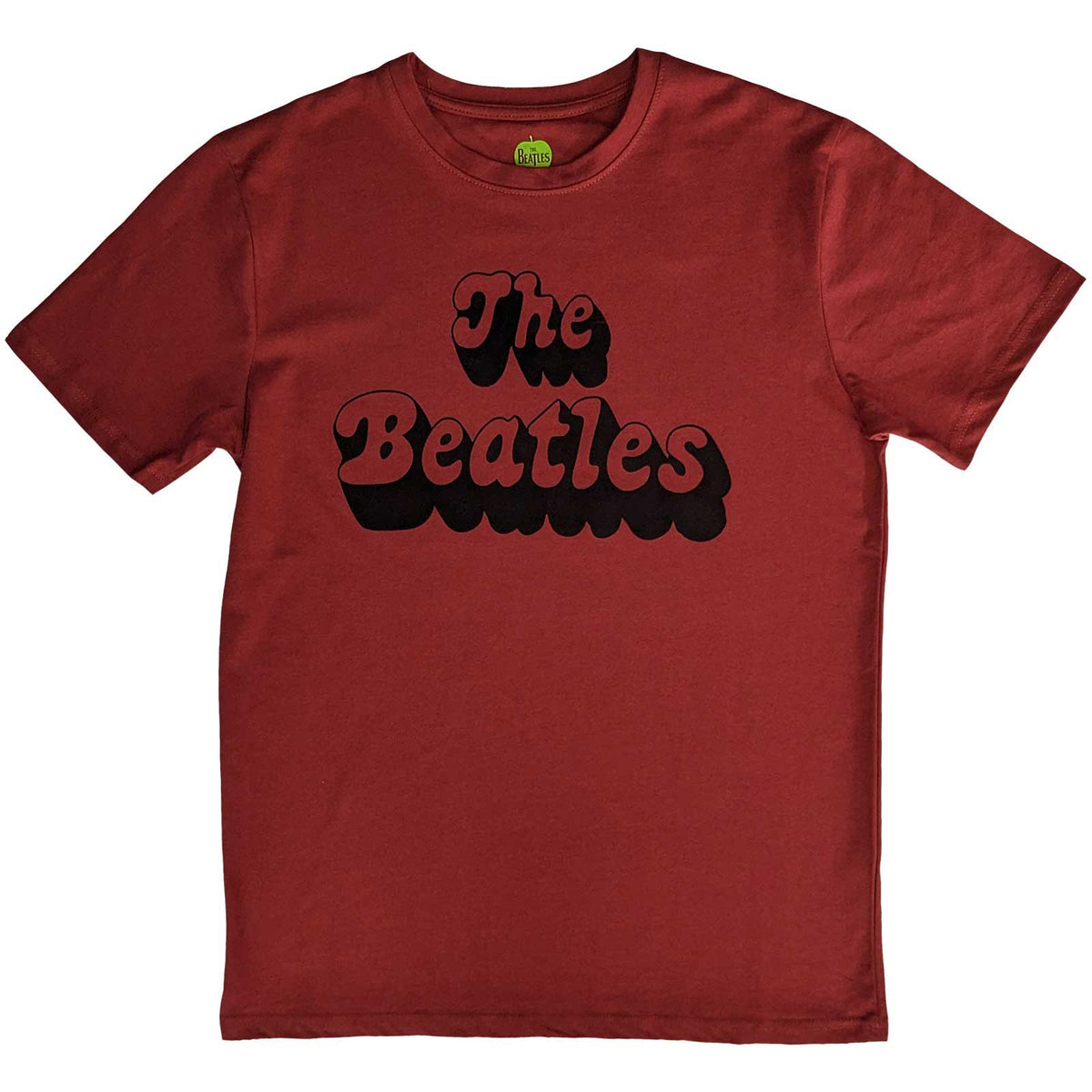 The Beatles T-Shirt - Text Logo Shadow - Red Unisex Official Licensed Design