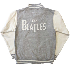 The Beatles College-Jacke – Drop T-Logo (Rückendruck) – Grau, offiziell lizenziertes Design