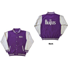 The Beatles Varsity Jacket - Drop T Logo (Back Print)  - Purple Official Licensed Design