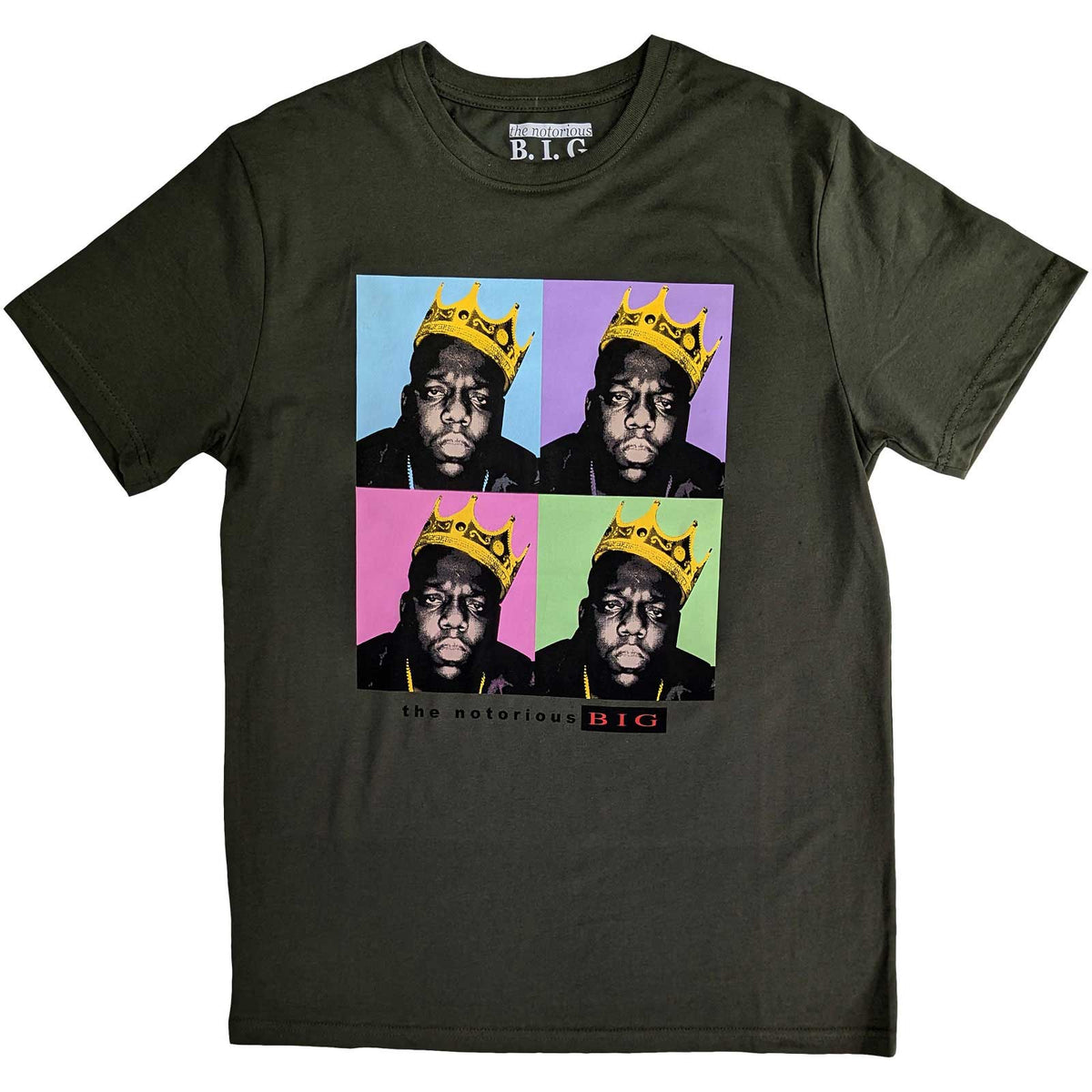 Biggie Smalls T-Shirt für Erwachsene – Crown Pop Art, offizielles Lizenzdesign