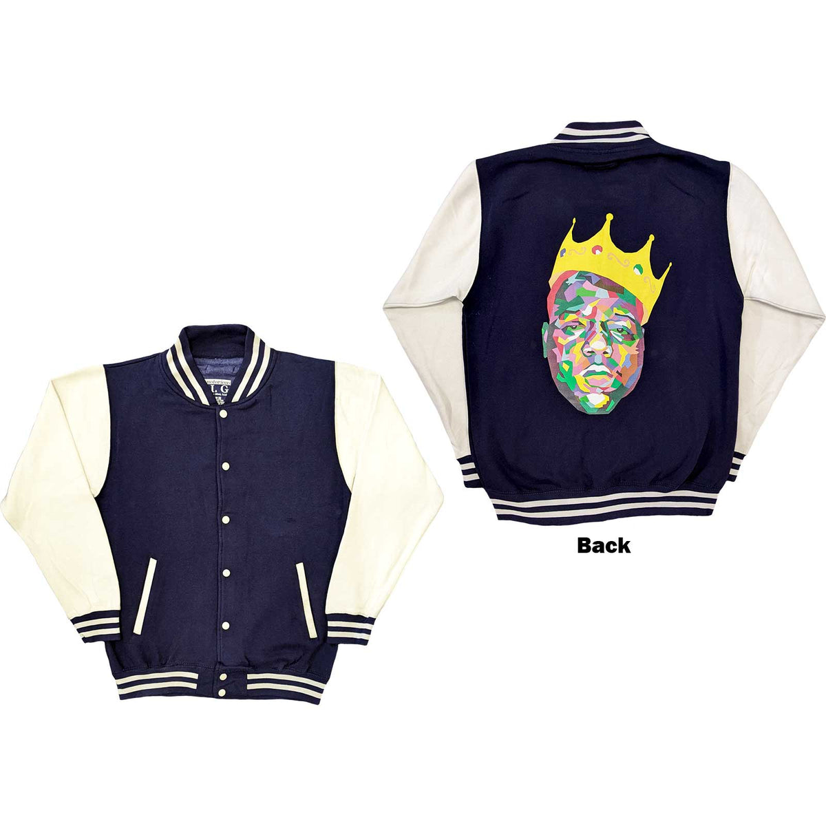 Biggie Smalls Varsity Jacket - Crown Logo (Back Print)  - Official Licensed Design