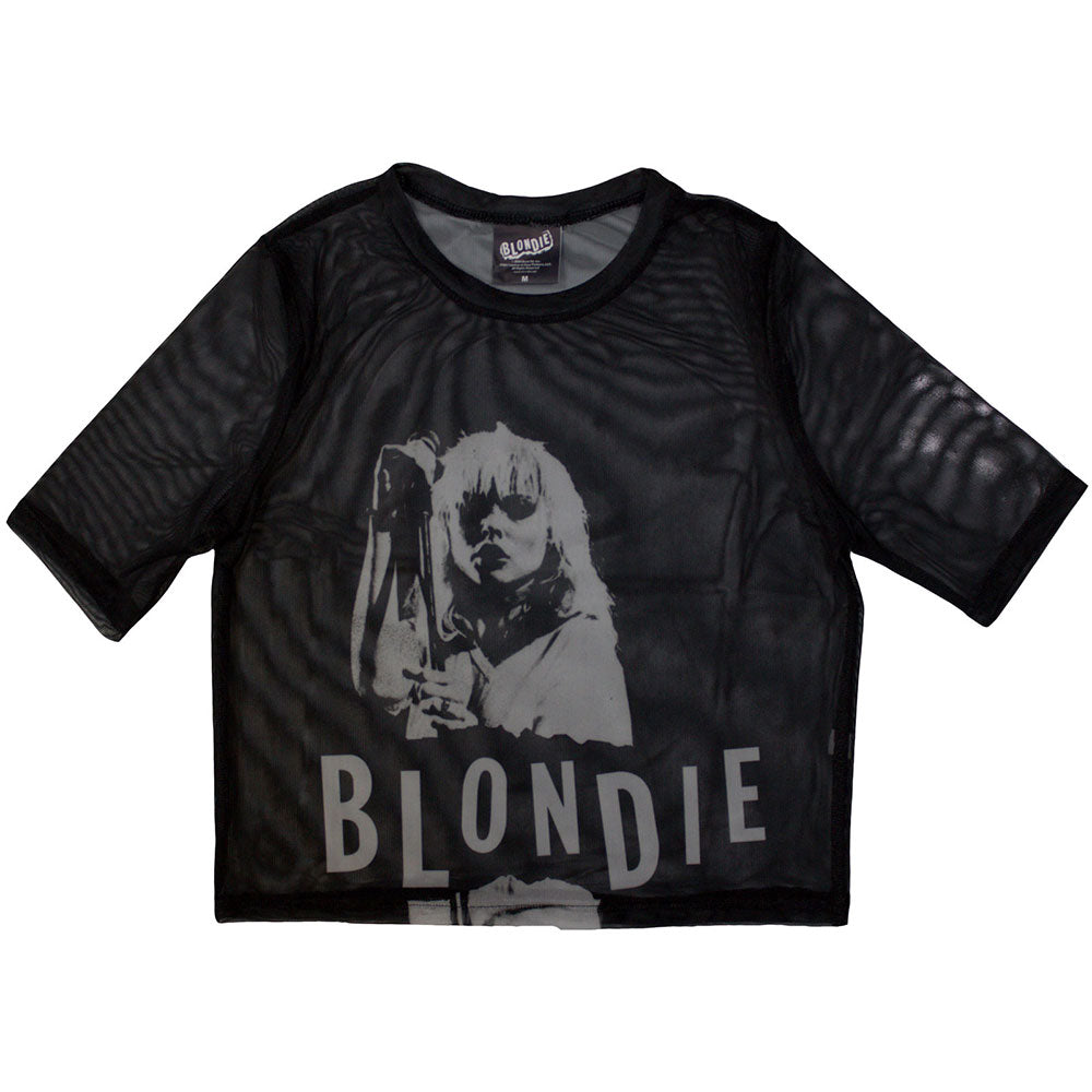 Blondie Ladies Mesh Crop Top - Mic Stand - Official Licensed Product