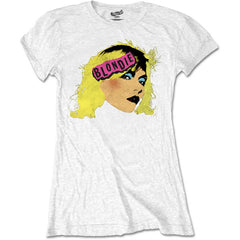 Blondie Ladies T-Shirt - Punk Logo - Blanc Conception sous Licence Officielle