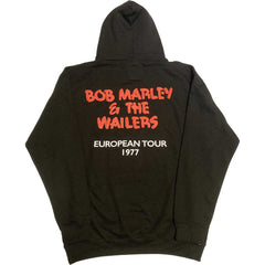 Bob Marley Unisex  Hoodie - Exodus European Tour '77 (Back Print & High Build) - Official Licensed Design