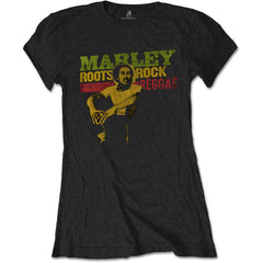 Bob Marley Ladies T-Shirt - Roots, Rock, Reggae - Official Licensed Design