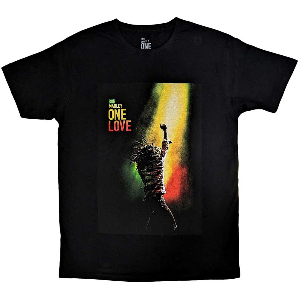 Bob Marley Unisex T-Shirt - One Love Movie Poster - Black Unisex Official Licensed Design