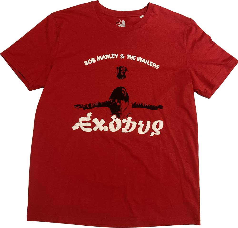 Bob Marley T-Shirt - Exodus Arms- (High Build) Red Official Licensed Design