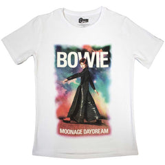 David Bowie Ladies T-Shirt - Montage 11 Fade - White Official Licensed Design