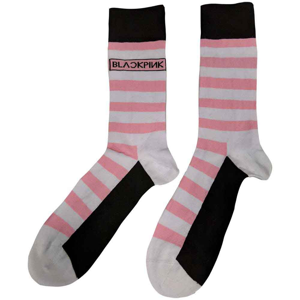 BLACKPINK UNISEX ANKLE SOCKS: STRIPES & LOGO (WHITE) (UK SIZE 7 - 11) - OFFICIAL PRODUCT