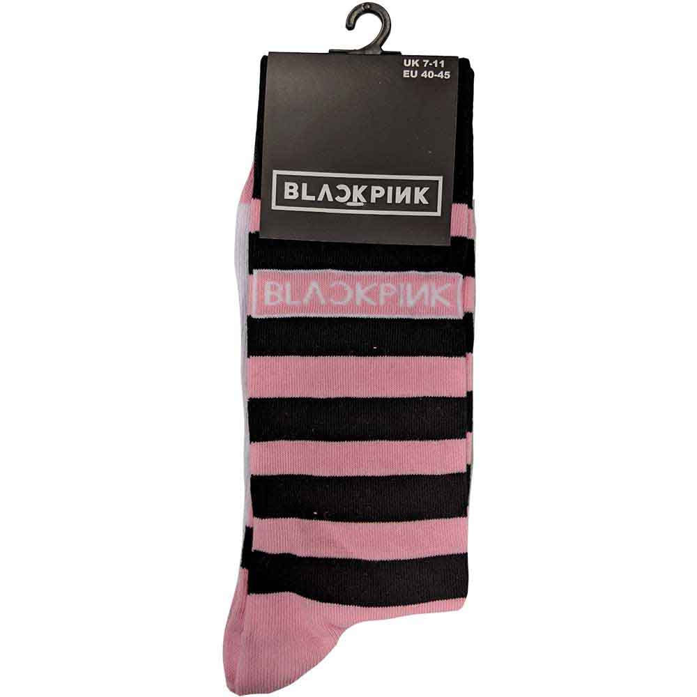 BLACKPINK UNISEX ANKLE SOCKS: STRIPES & LOGO (PINK) (UK SIZE 7 - 11) - OFFICIAL PRODUCT