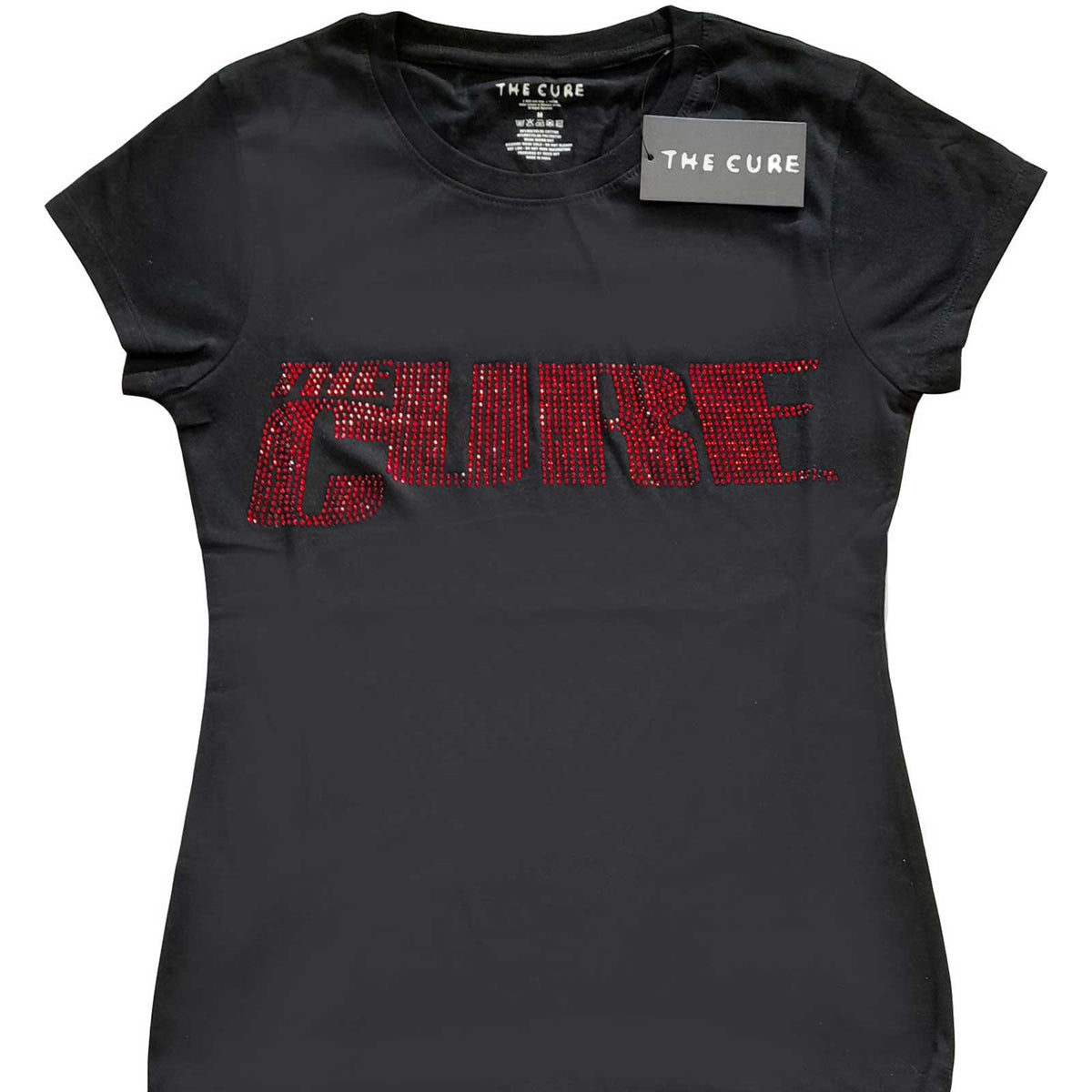 The Cure Damen-T-Shirt – verziertes Logo (Diamante) – offizielles Lizenzprodukt