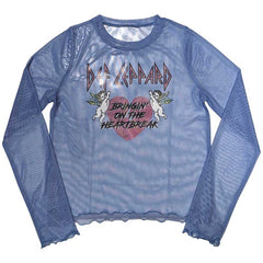Def Leppard Ladies Long Sleeve Mesh Crop Top - Bringin on the Heartbreak - Official Licensed Product