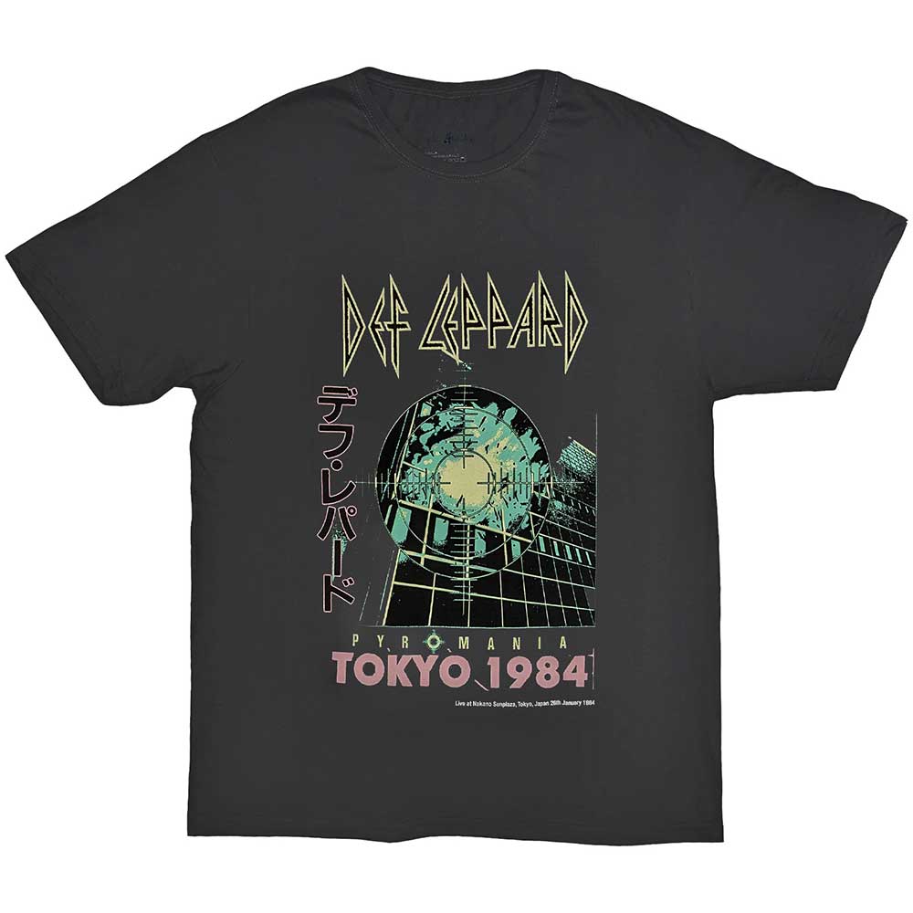 Def Leppard Unisex T-Shirt - Tokyo 1984 - Grey Official Licensed Design