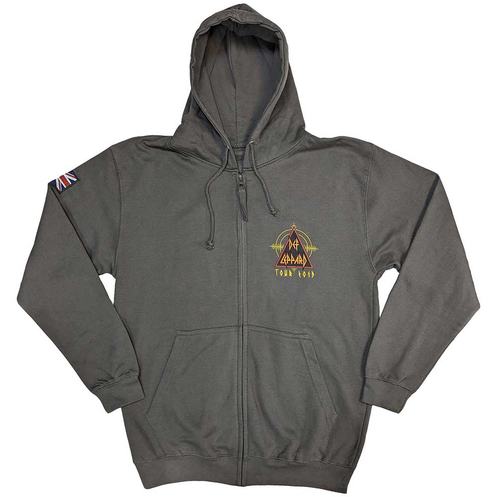 Def Leppard Unisex Zipped Hoodie-  Logo Tour 2019 - Official Licensed Product
