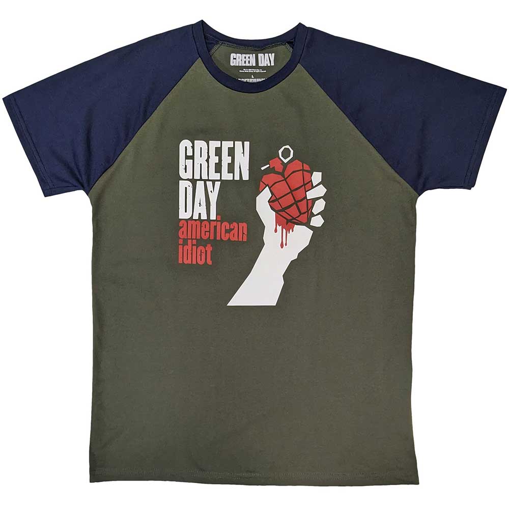 Green Day Unisex  Raglan T-Shirt - American Idiot Album Cover - Official Licensed Design