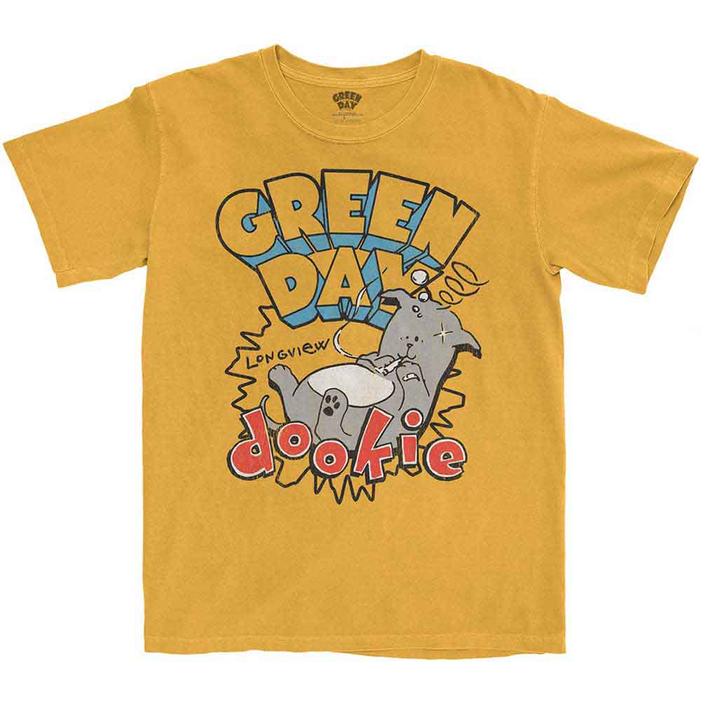 Green Day Adult T-Shirt - Dookie Longview - Yellow Official Licensed Design