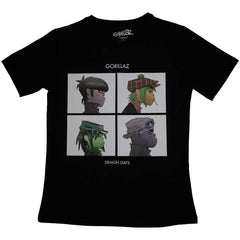 Gorillaz Ladies T-Shirt - Demon Days - Black Official Licensed Design