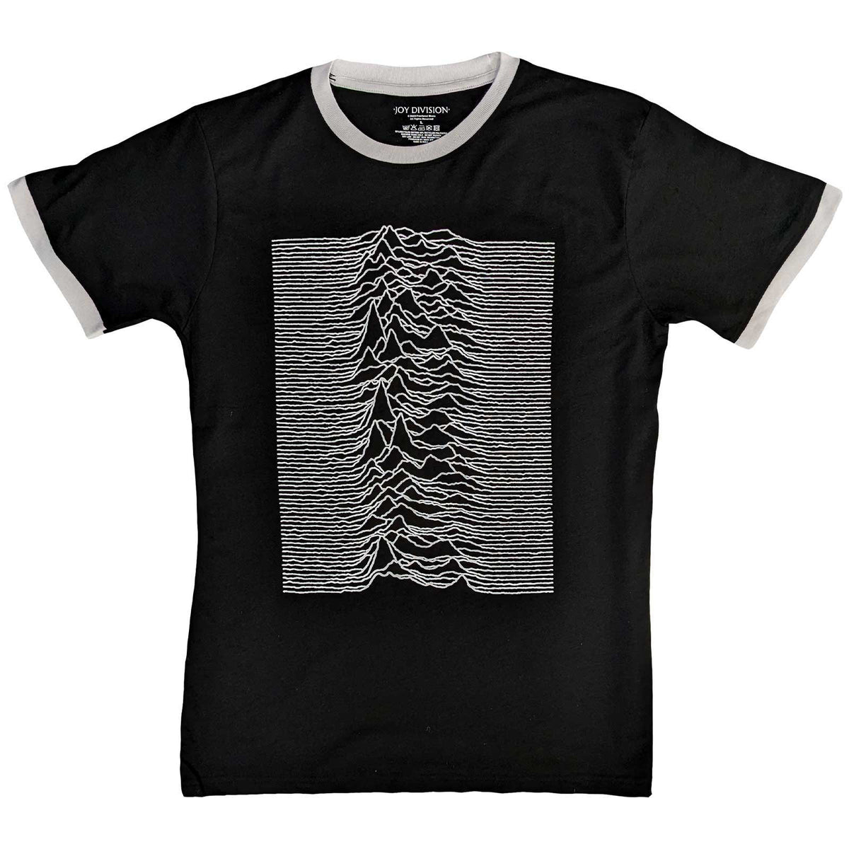 Joy Division Ringer T-Shirt - Unknown Pleasures (Back Print) - Unisex Official Licensed Design