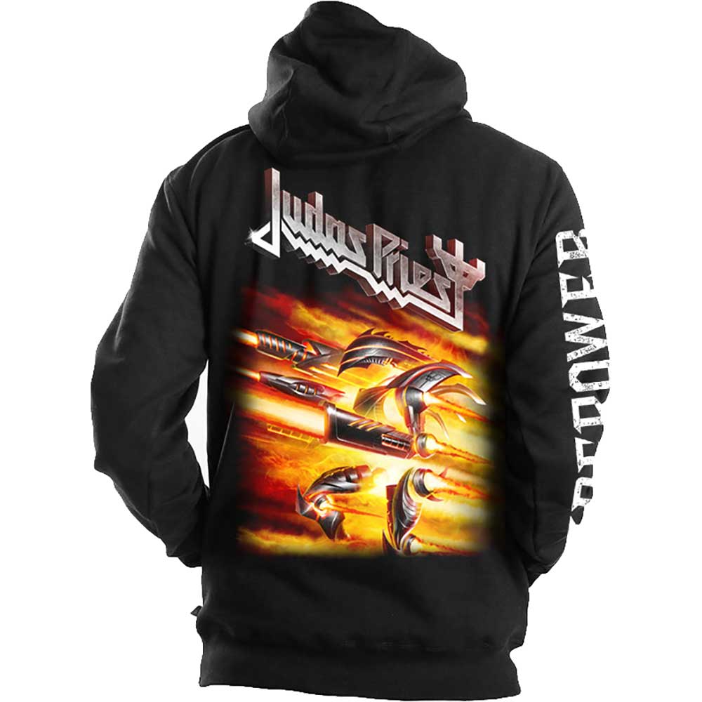 Judas Priest Unisex Zipped Hoodie - Firepower (Back Print) - Unisex Official Licensed Design