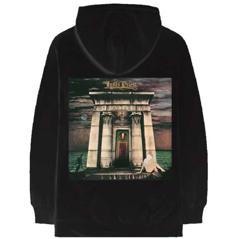 Judas Priest Unisex Hoodie - Sin After Sin Logo & Album Cover (Back Print) - Unisex Official Licensed Design