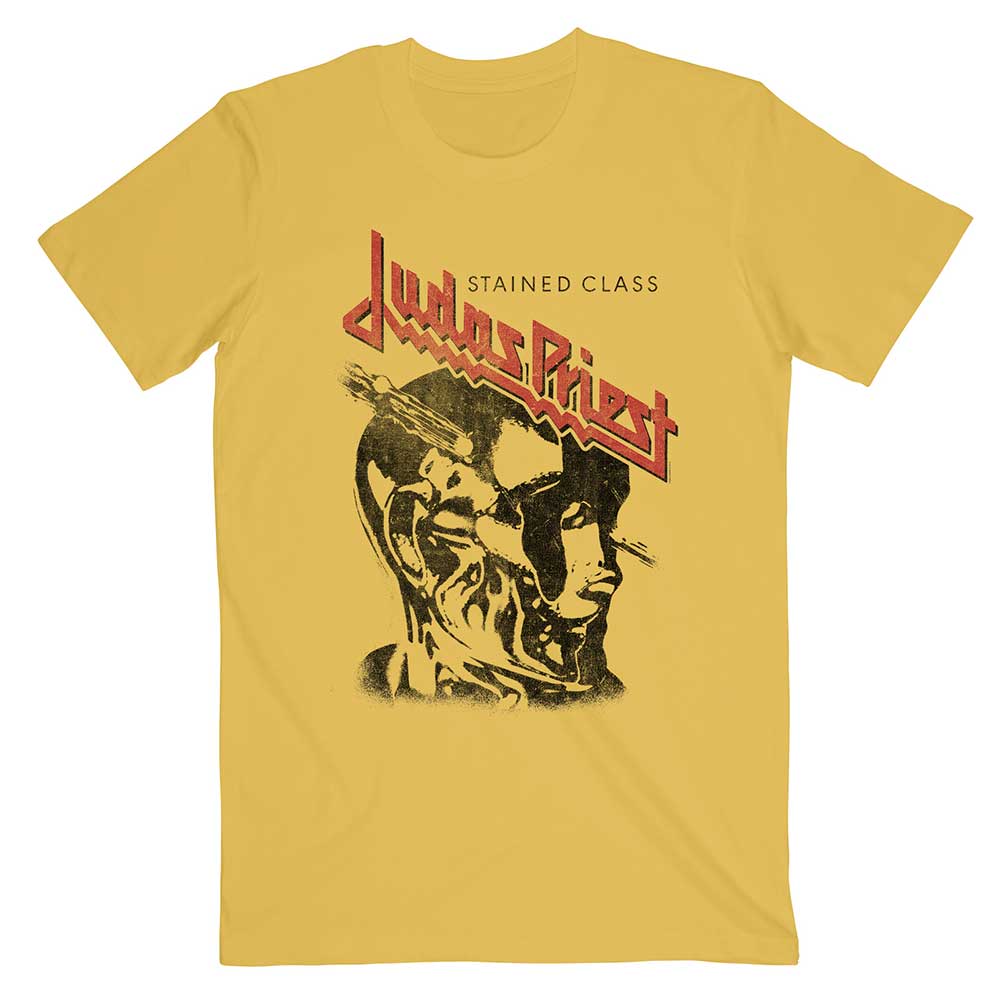 Judas Priest Unisex T-Shirt - Stained Class Vintage Head - Yellow Official Licensed Design