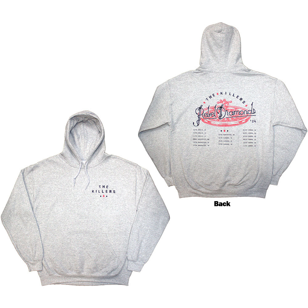 The Killers Unisex Hoodie - Tour '24 Roulette Wheel (Back Print)  -Grey Official Licensed Design