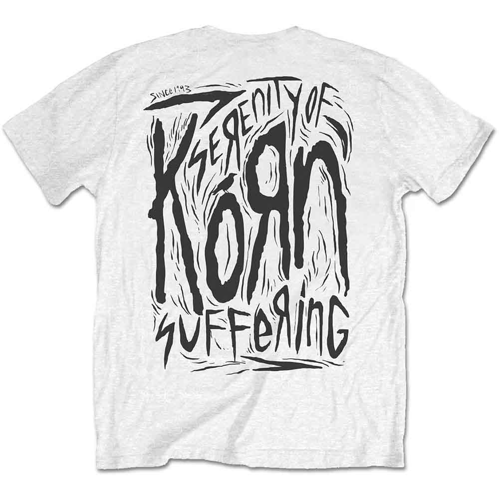 Korn T-Shirt - Scratched Type (Back Print) - White Unisex Official Licensed Design