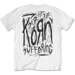 Korn T-Shirt - Scratched Type (Back Print) - White Unisex Official Licensed Design