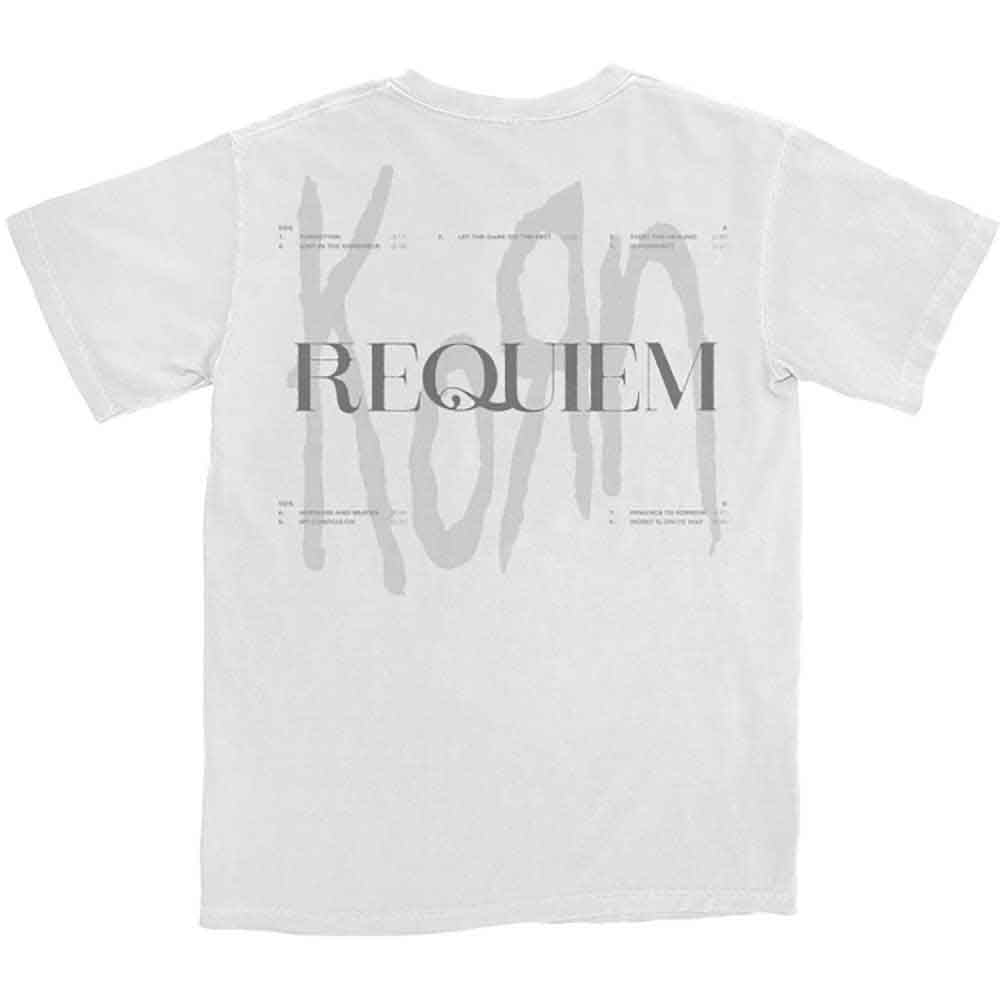 Korn T-Shirt - Requiem (Back Print) - White Unisex Official Licensed Design