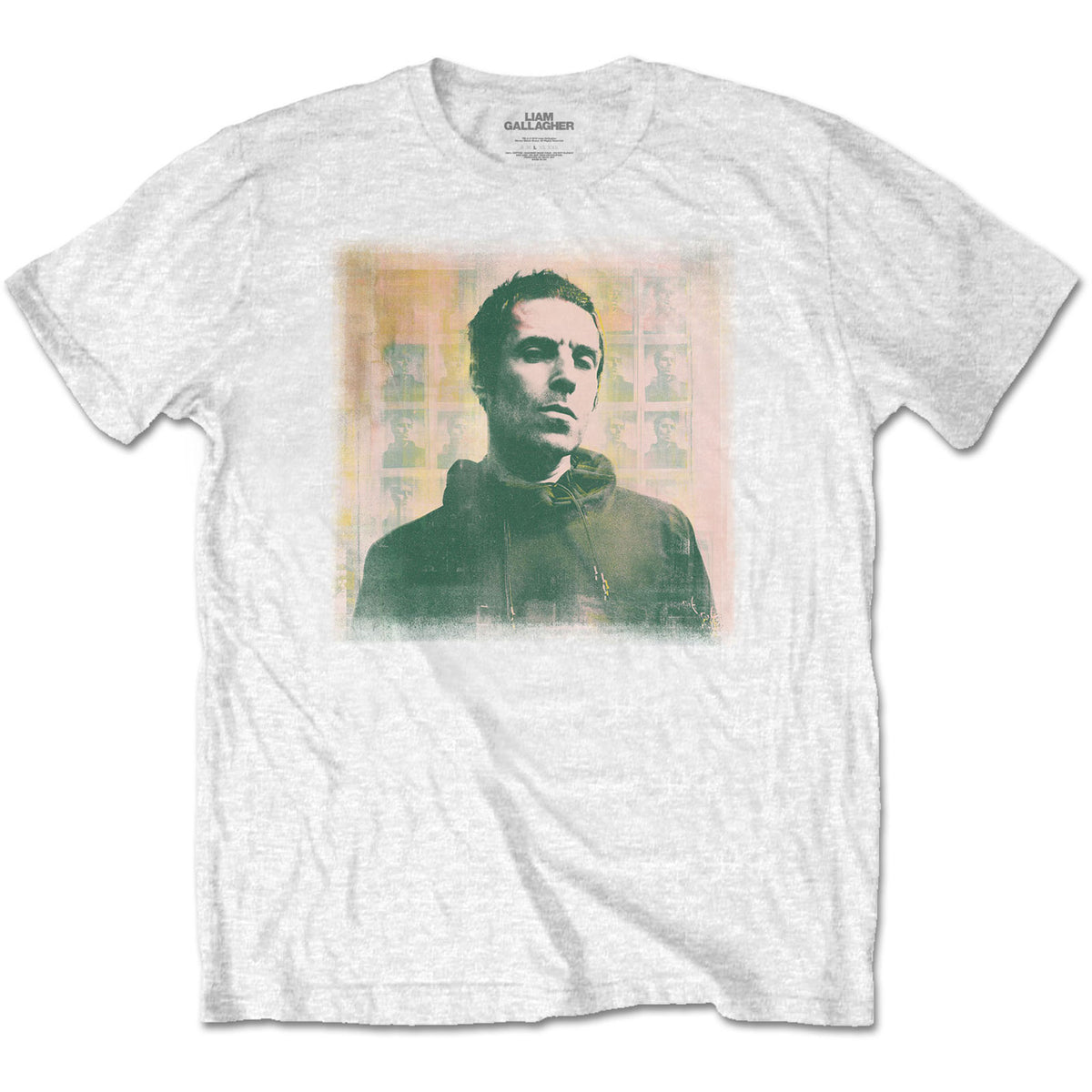 Liam Gallagher T-Shirt für Erwachsene – Monochrom – Weiß, offizielles Lizenzdesign – weltweiter Versand