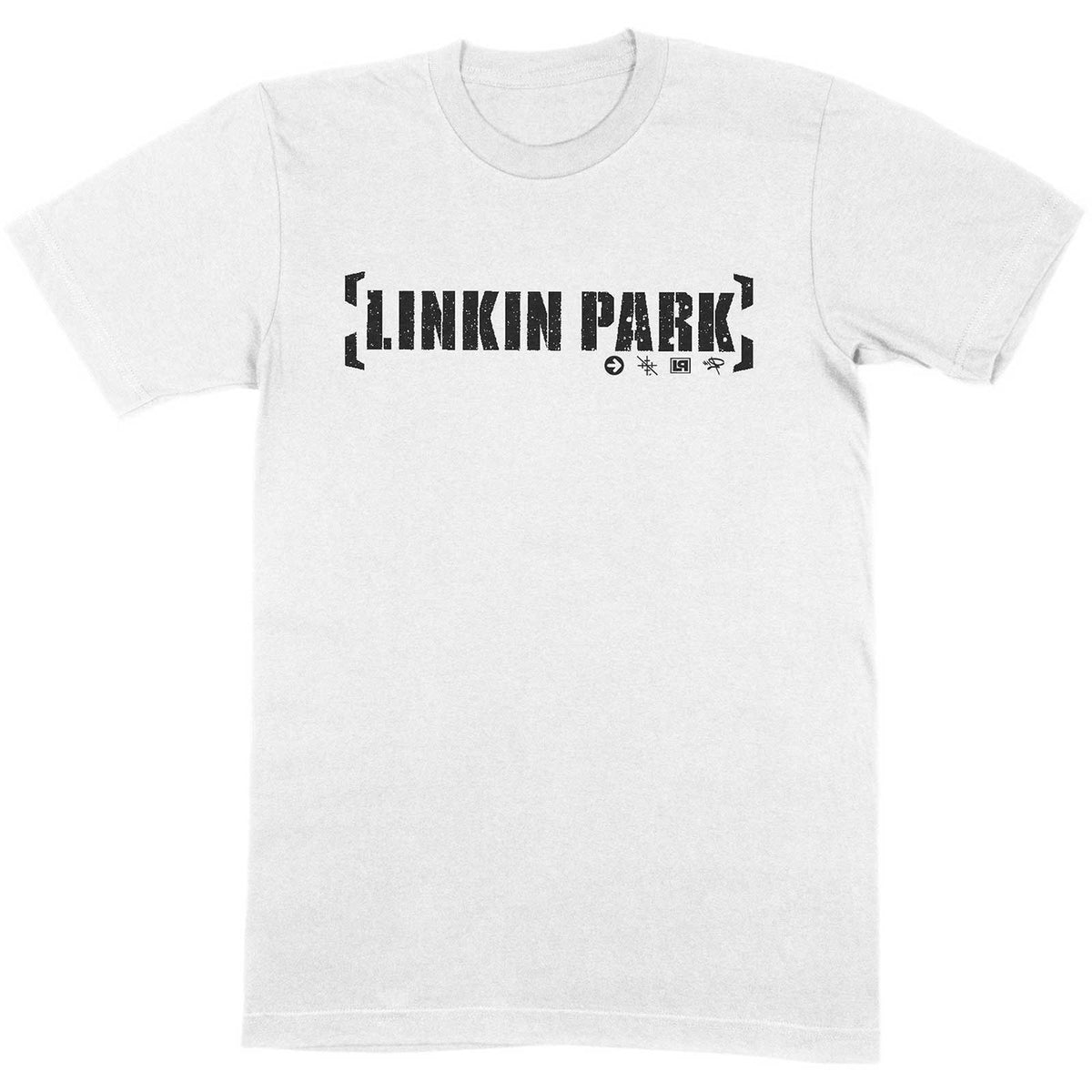 Linkin Park T-Shirt - Bracket Logo - Blanc Unisexe Conception sous Licence Officielle