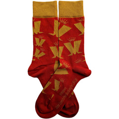 Madness Unisex Ankle Socks - Crown & M Pattern Red/Yellow (UK Size 7-11)