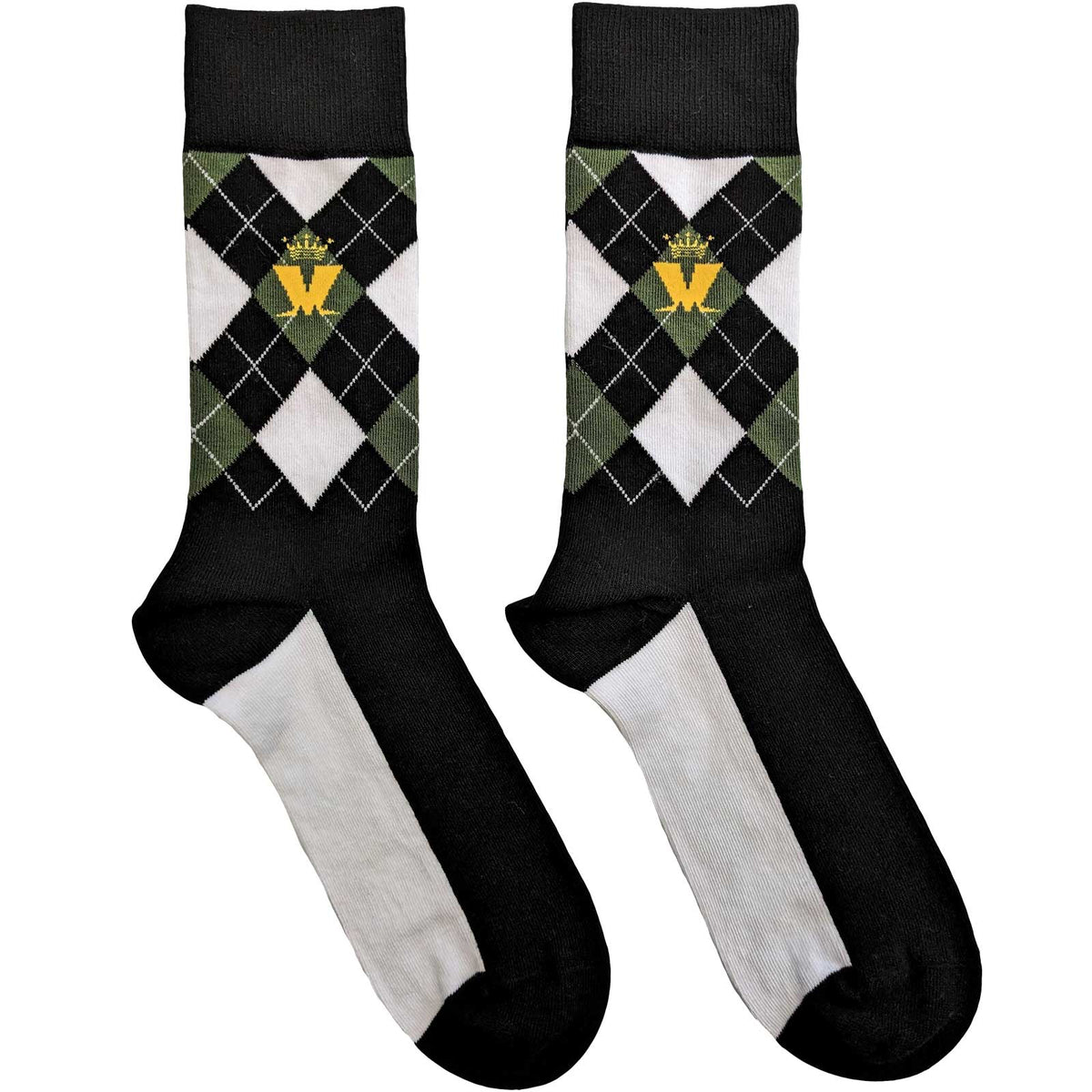 Madness Unisex Ankle Socks - Crown & M Green Diamond (UK Size 7-11)