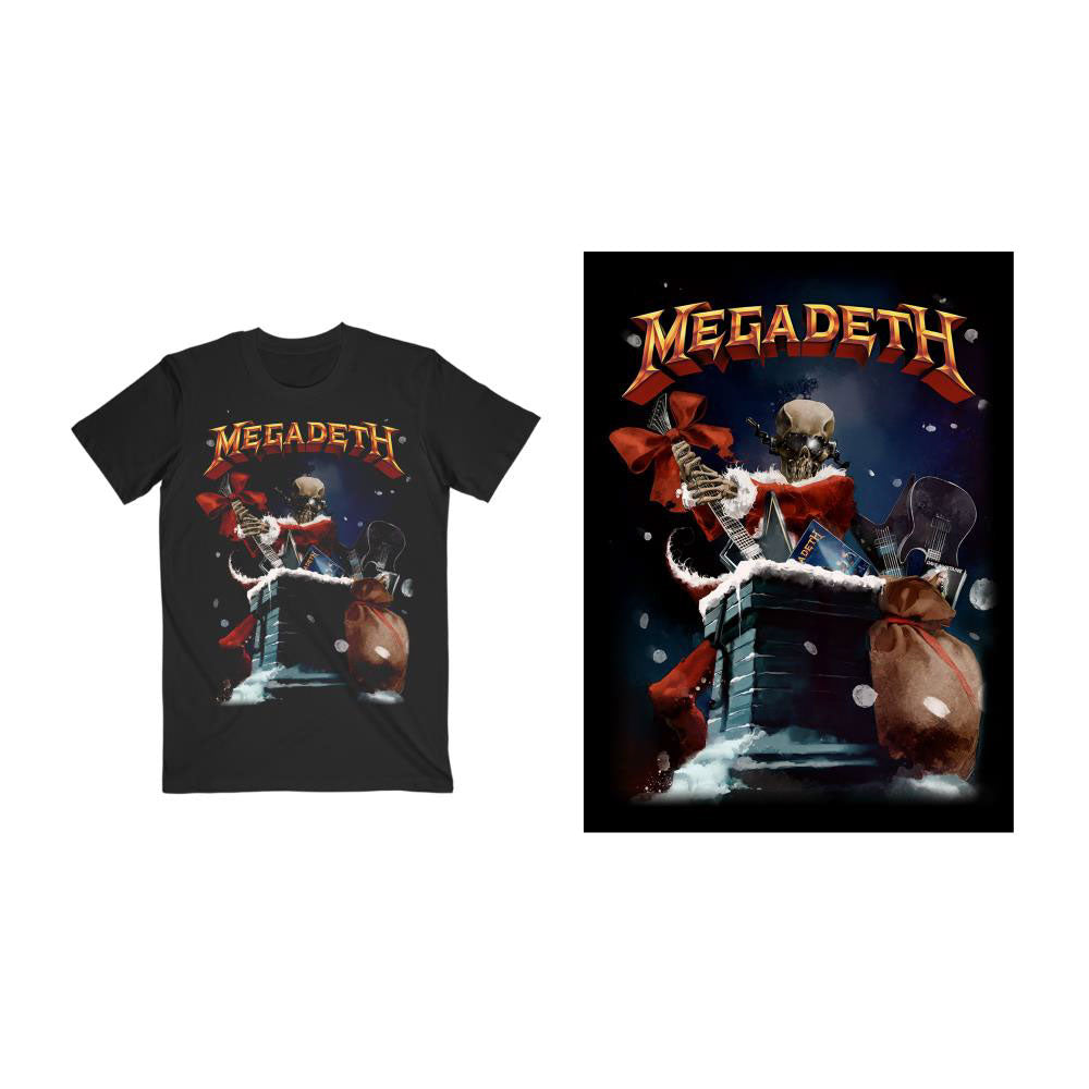 Megadeth Christmas T-Shirt - Santa Vic Chimney - Unisex Official Licensed Design