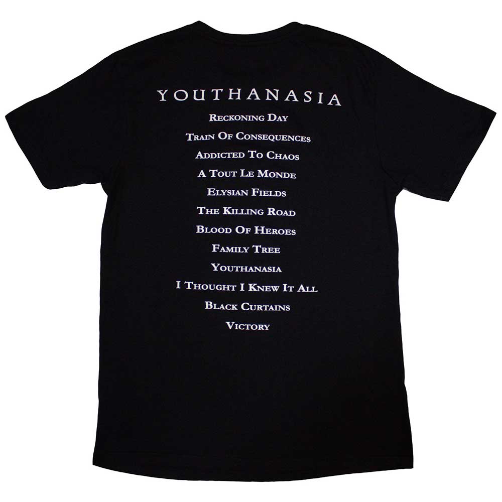 Megadeth Adult T-Shirt - Youthanasia Track List (Back Print) - Official Licensed Design