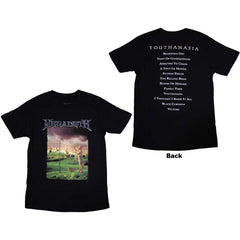 Megadeth Adult T-Shirt - Youthanasia Track List (Back Print) - Official Licensed Design