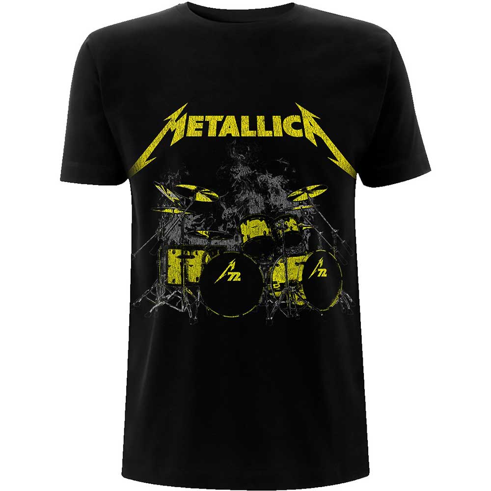 Metallica T-Shirt – 72 Seasons Broken / Burnt Drums (Rückendruck) – Unisex, offizielles Lizenzdesign – weltweiter Versand 