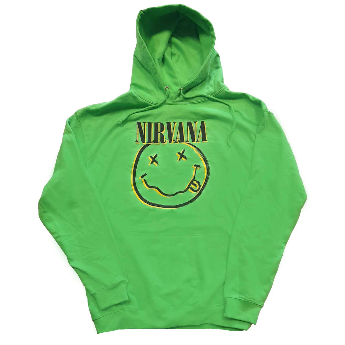 Nirvana Sweat à capuche – Inverse Happy Face – Vert Design sous licence officielle