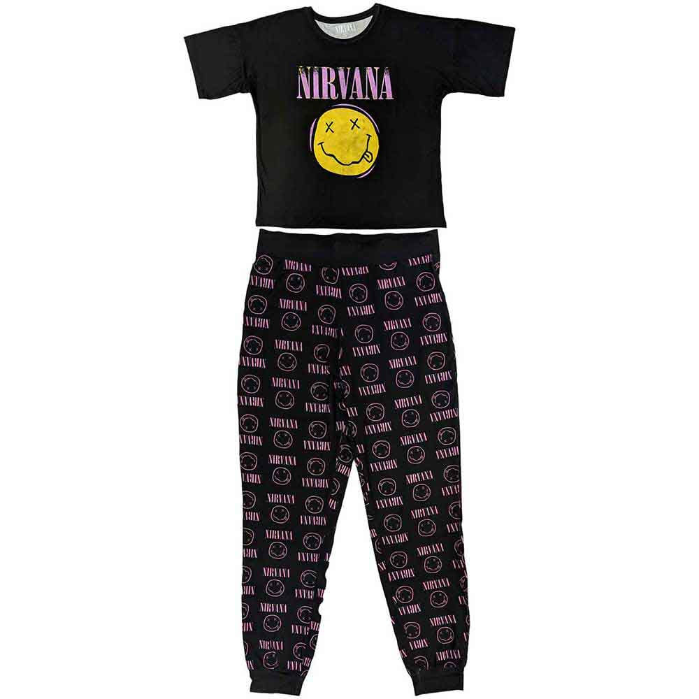 Nirvana Ladies Pyjamas - Xerox Smile Pink - Official Licensed Product