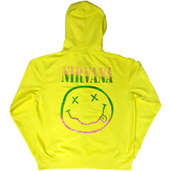 Nirvana Sweat à capuche – Sorbet Ray Happy Face (impression au dos) – Jaune Design sous licence officielle