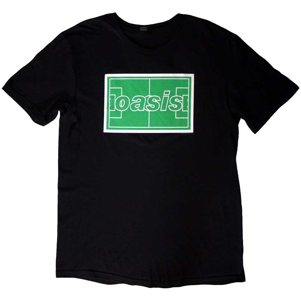 Oasis Adult T-Shirt -Maine Road Football Pitch - Black Official Licensed Design