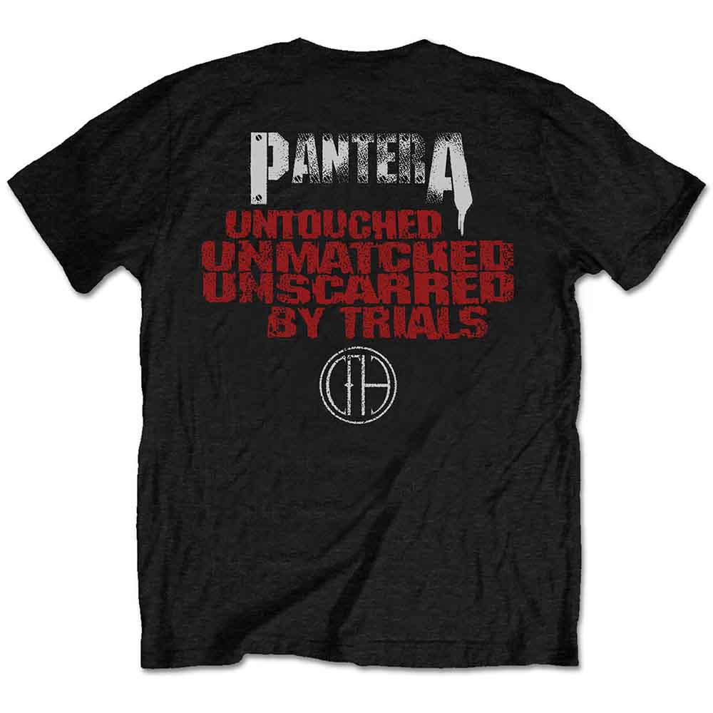 Pantera Unisex T-Shirt - Horned Skull Stencil (Back Print) - Official Licensed Design