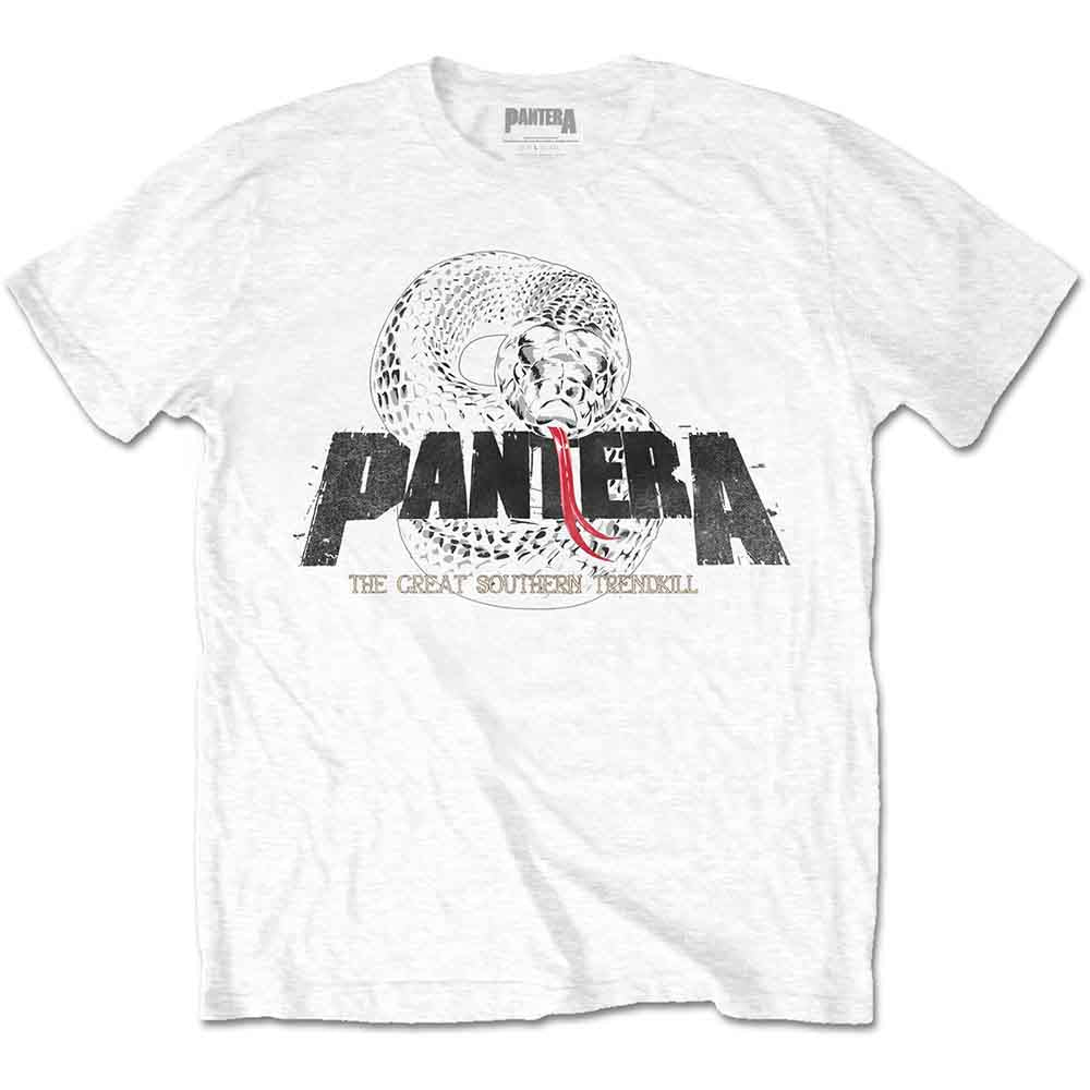 Pantera Unisex T-Shirt -Snake Logo - White Official Licensed Design