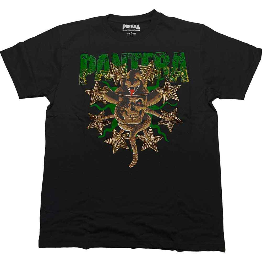 Pantera Unisex T-Shirt -Skull & Snake (Embellished) - Official Licensed Design