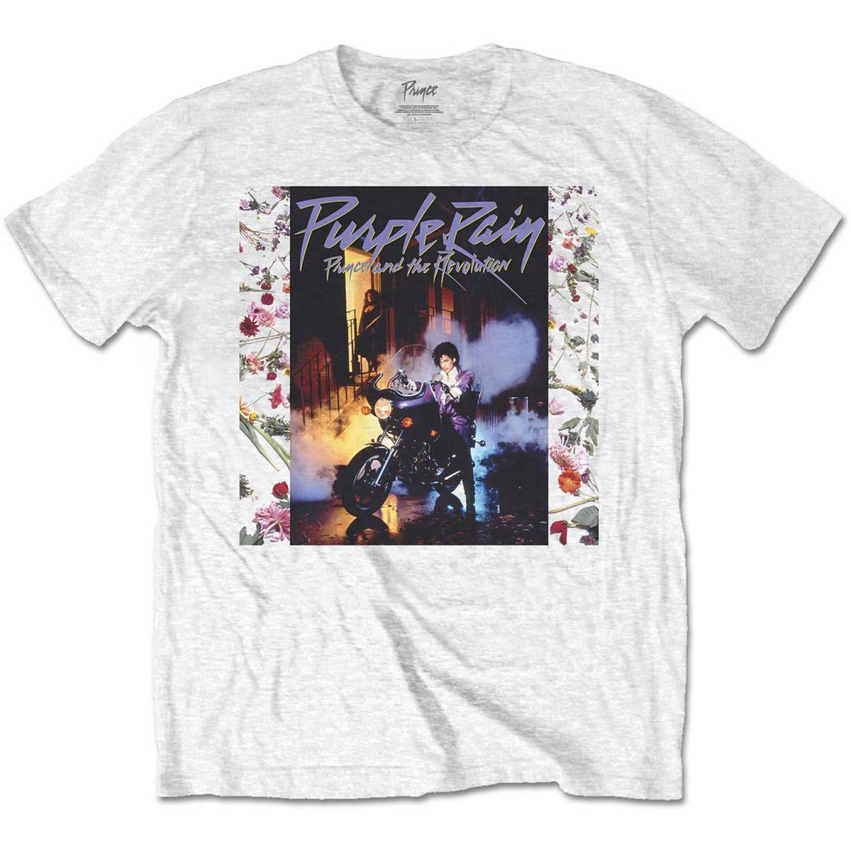 Prince T-Shirt – Purple Rain Album – Weiß Unisex Offizielles Lizenzdesign