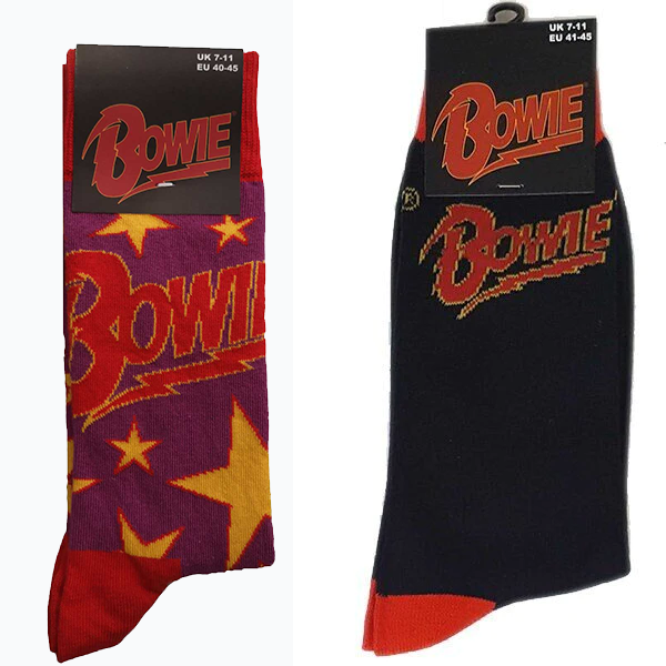 David Bowie Socken – 2 x Paar/2 Designs – offizielles lizenziertes Musikgeschenk (UK-Größe 7–11)